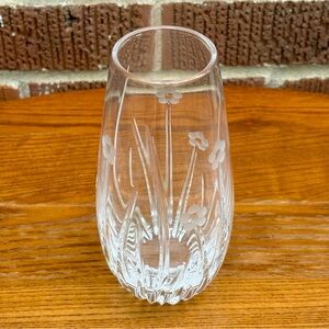 Mikasa Cut Crystal Glass 6" Flower Bud Vase Etched Daisy Meadow Floral Pattern